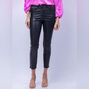 NWT L'AGENCE Margot High Rise Skinny Jean in Black Coated Stretch Pants Size 26
